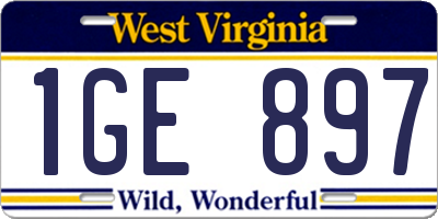 WV license plate 1GE897