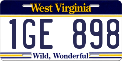 WV license plate 1GE898
