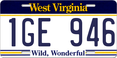 WV license plate 1GE946