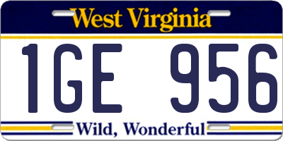 WV license plate 1GE956