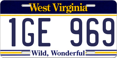 WV license plate 1GE969