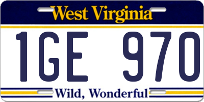 WV license plate 1GE970