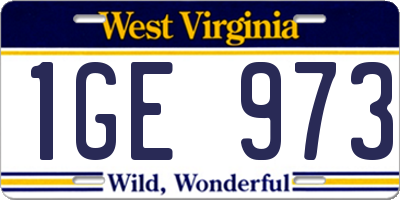 WV license plate 1GE973