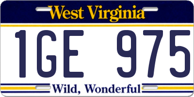 WV license plate 1GE975