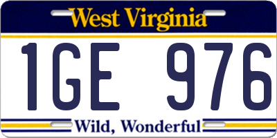 WV license plate 1GE976