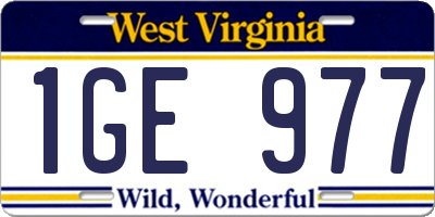 WV license plate 1GE977