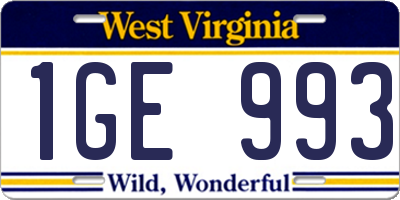 WV license plate 1GE993