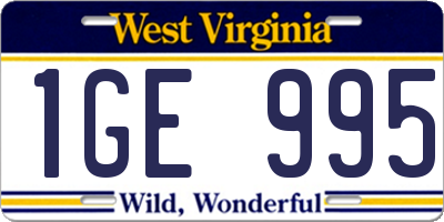 WV license plate 1GE995