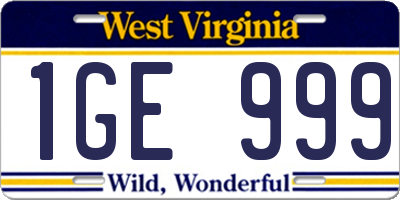 WV license plate 1GE999