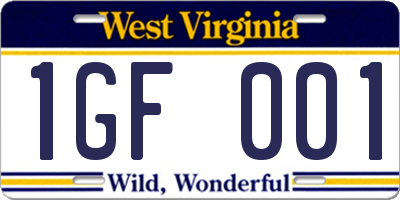 WV license plate 1GF001