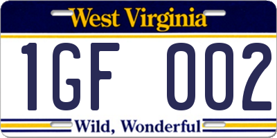 WV license plate 1GF002