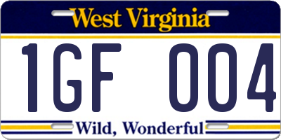 WV license plate 1GF004