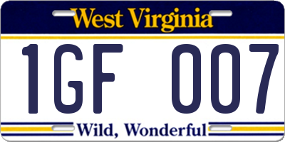 WV license plate 1GF007