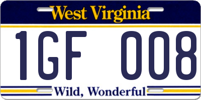 WV license plate 1GF008
