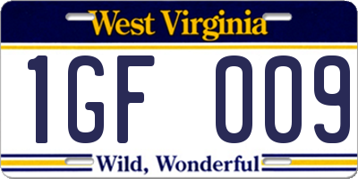 WV license plate 1GF009