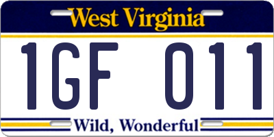 WV license plate 1GF011