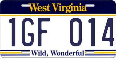 WV license plate 1GF014