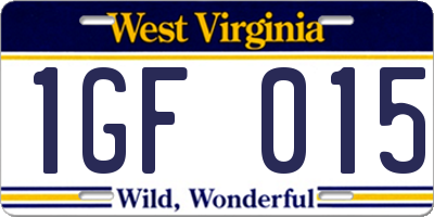 WV license plate 1GF015