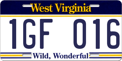 WV license plate 1GF016