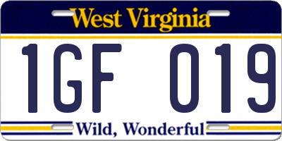 WV license plate 1GF019