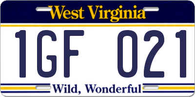 WV license plate 1GF021
