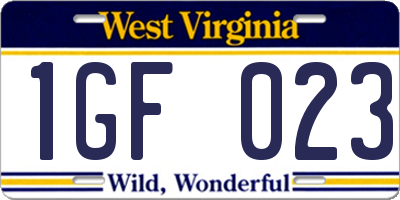 WV license plate 1GF023
