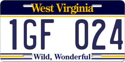 WV license plate 1GF024