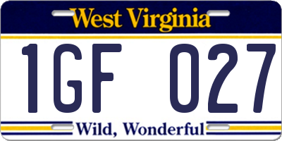 WV license plate 1GF027