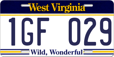 WV license plate 1GF029