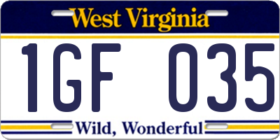 WV license plate 1GF035
