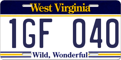 WV license plate 1GF040