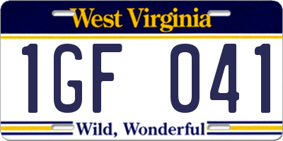 WV license plate 1GF041