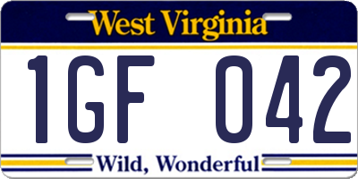 WV license plate 1GF042