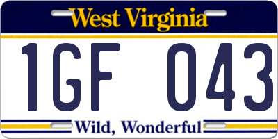 WV license plate 1GF043