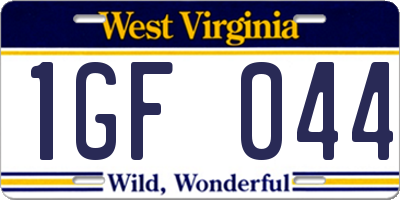 WV license plate 1GF044