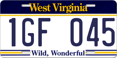 WV license plate 1GF045