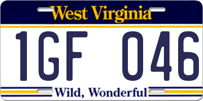 WV license plate 1GF046