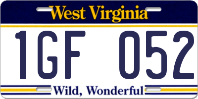 WV license plate 1GF052