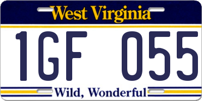 WV license plate 1GF055