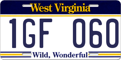 WV license plate 1GF060