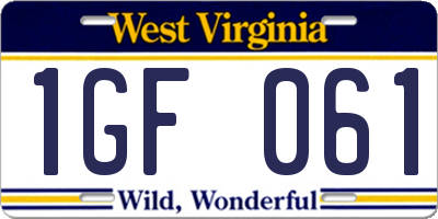 WV license plate 1GF061
