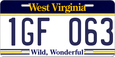 WV license plate 1GF063