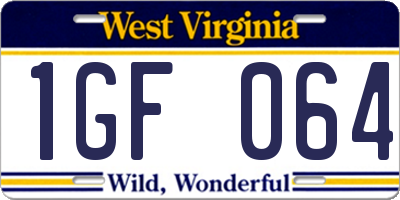 WV license plate 1GF064