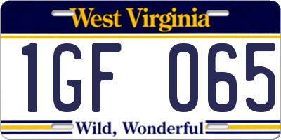 WV license plate 1GF065