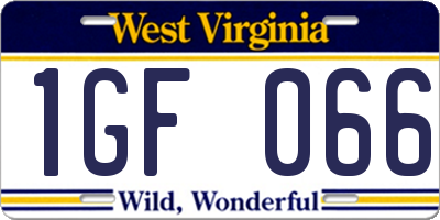 WV license plate 1GF066