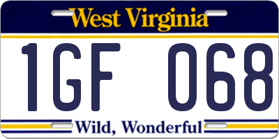 WV license plate 1GF068