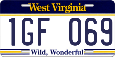 WV license plate 1GF069