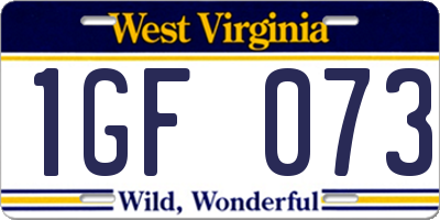 WV license plate 1GF073