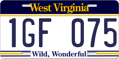 WV license plate 1GF075