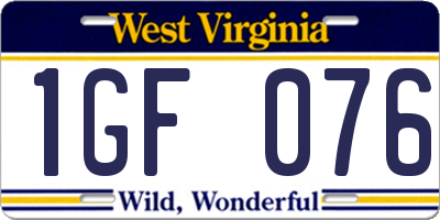WV license plate 1GF076